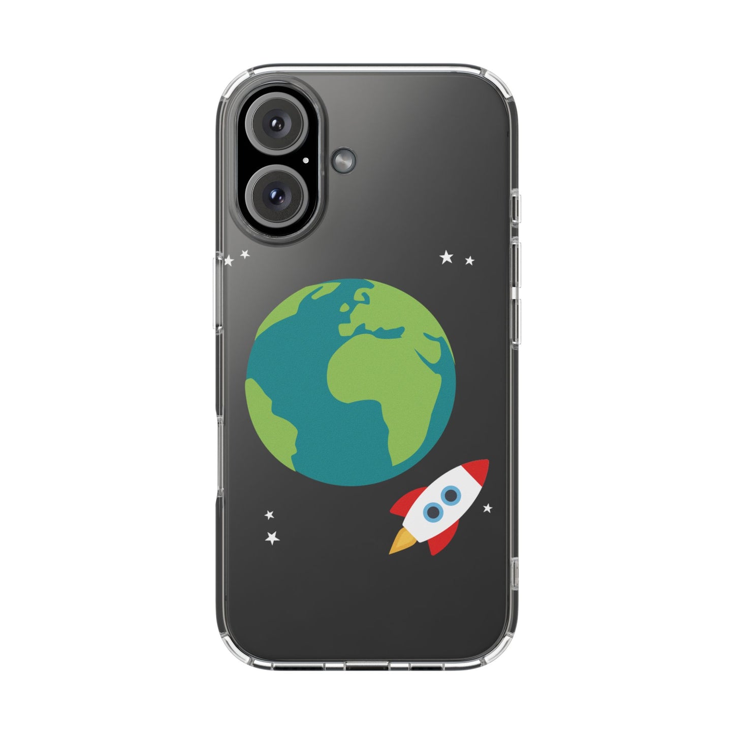 Everyday Launch | Clear Case with Rocket Leaving Earth | Bold – Bright – Space-Inspired Style