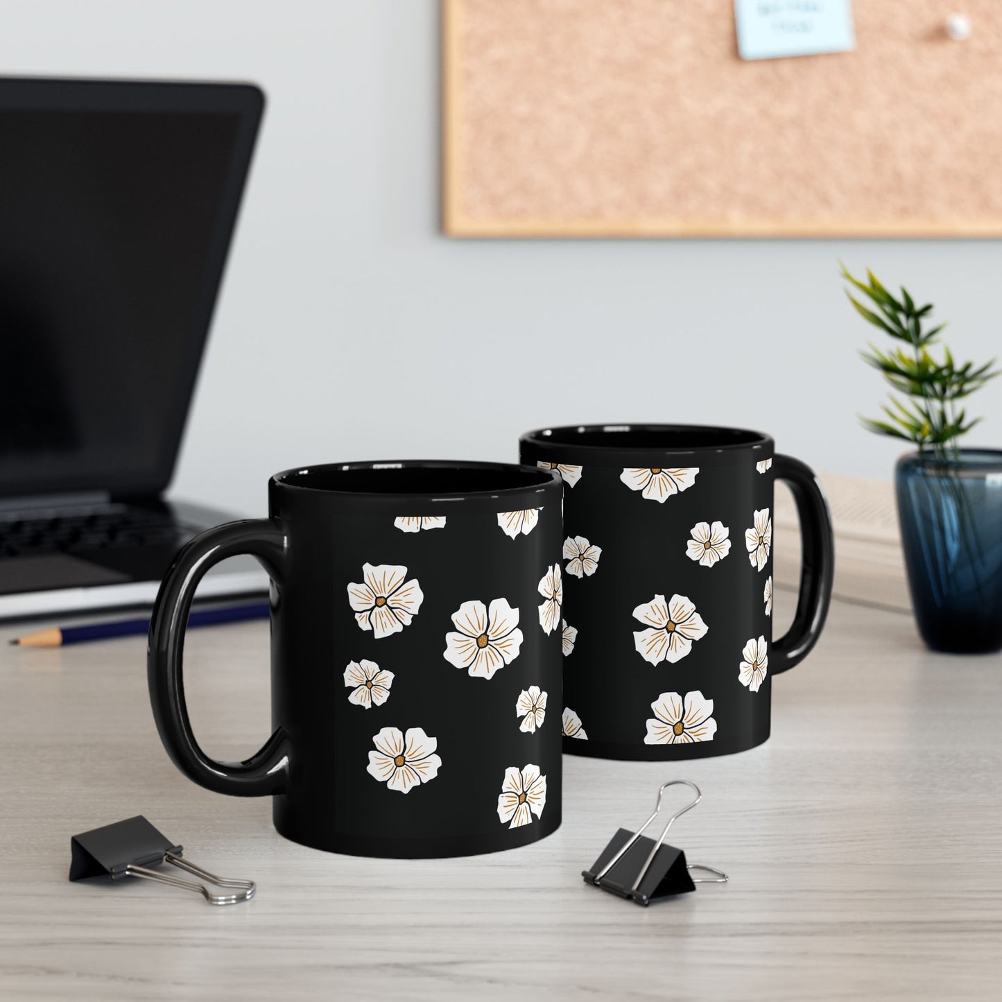 Luxury Bloom Black Mug | Premium Floral Ceramic Mug