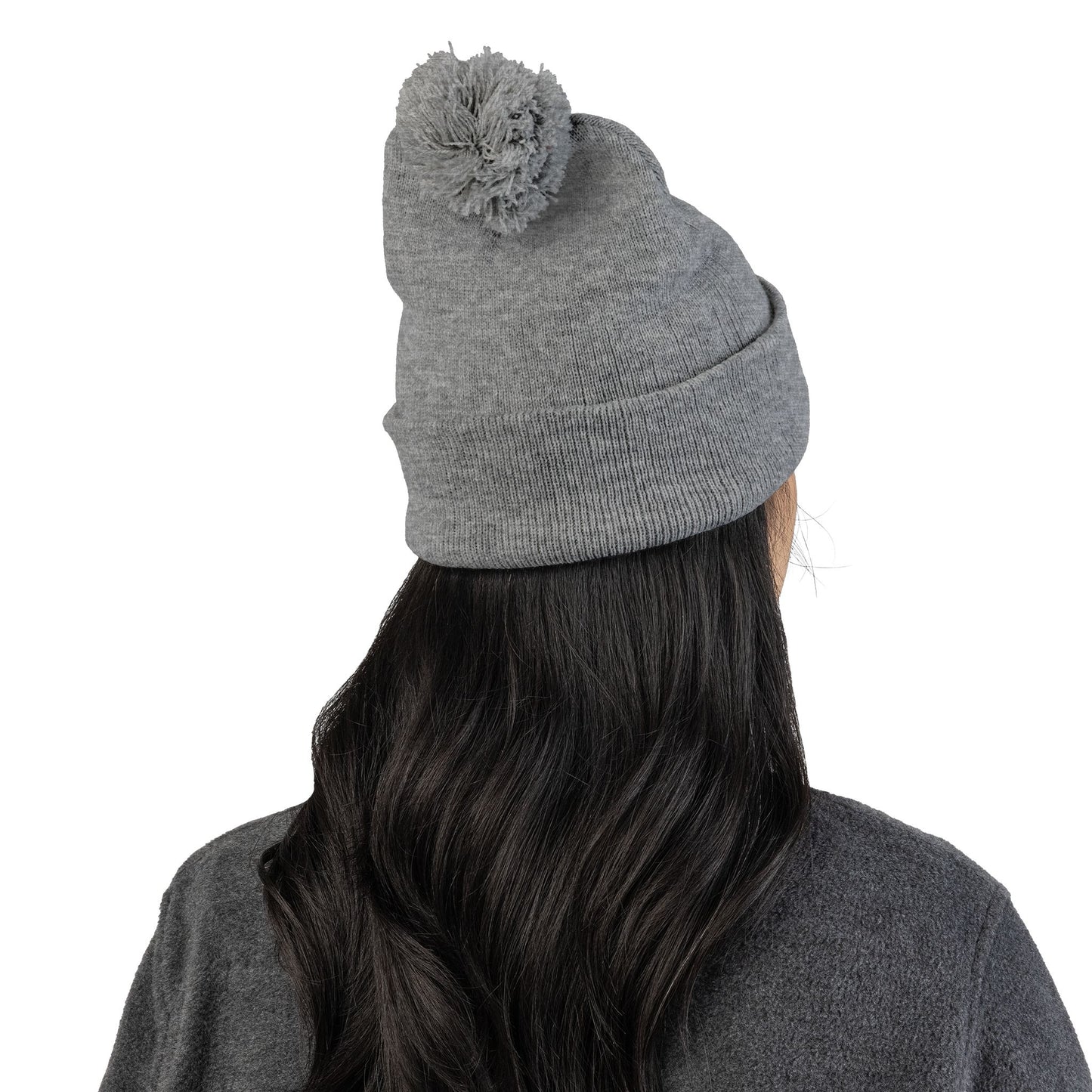 Black and White Rose Bouquet | Artistic Embroidered Pom-Pom Knit Cap