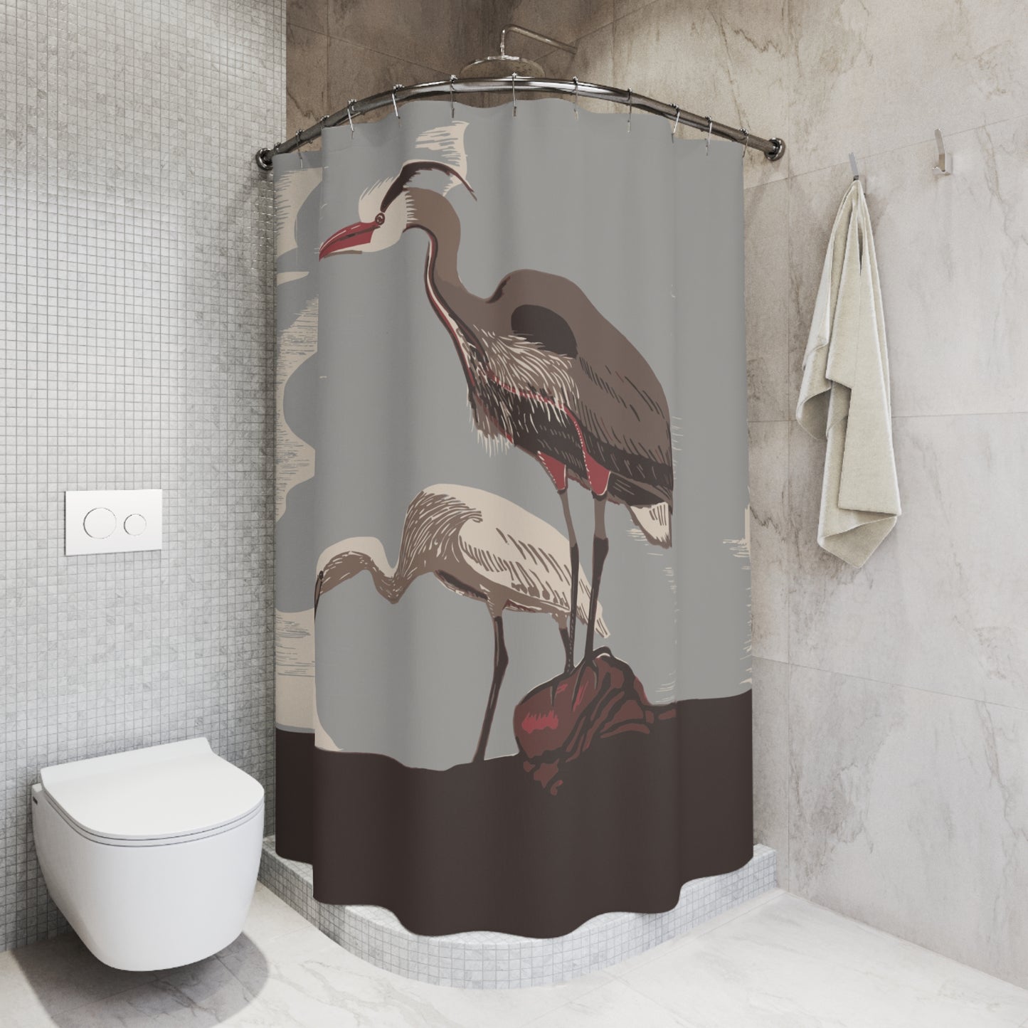Heron Shower Curtain | Bring Nature’s Elegance to Your Bathroom | Artistic Touch for Every Shower