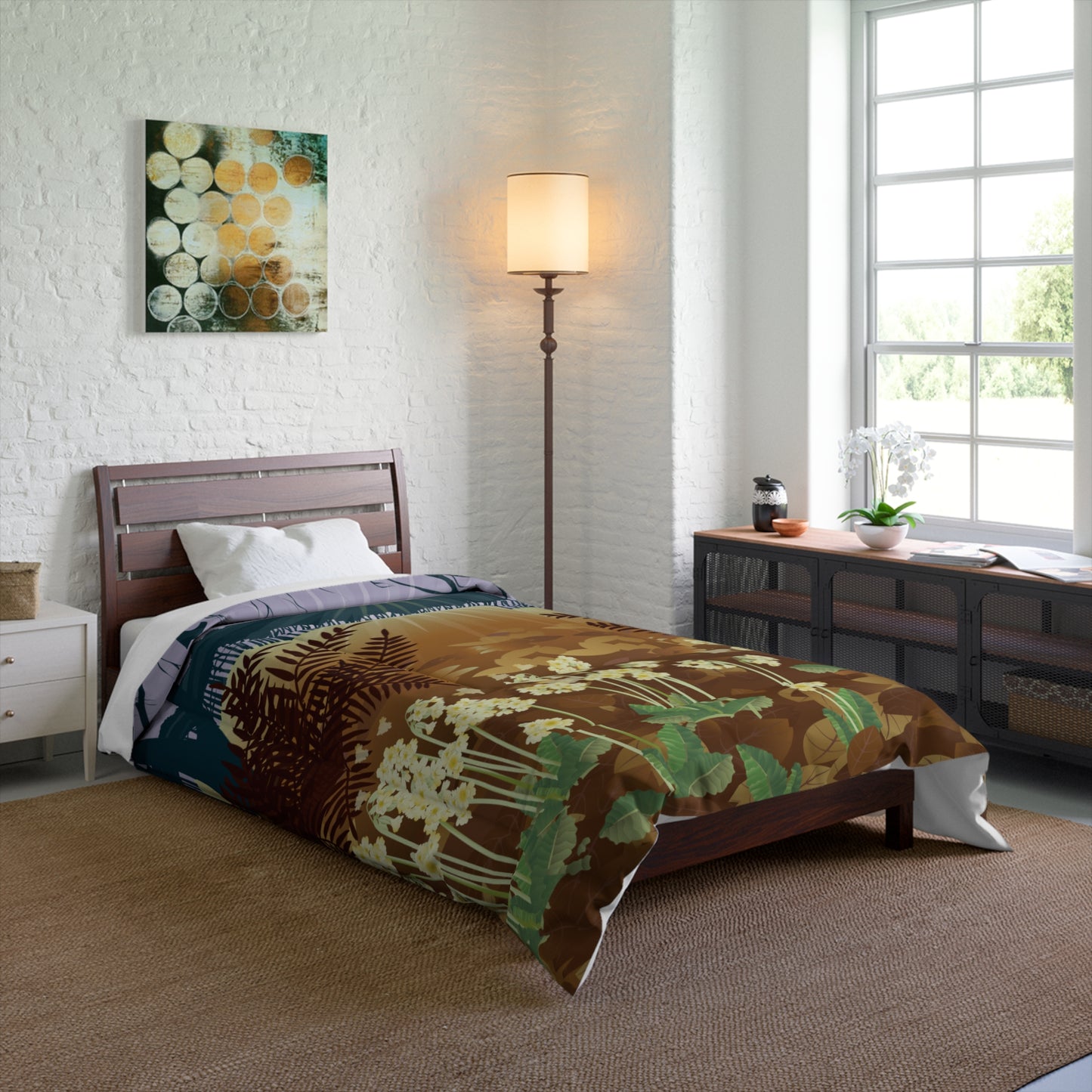 Sunrise Comforter | Morning Light Through Wildflowers | Nature-Inspired Elegance