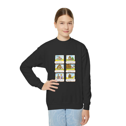 Premium Youth Crewneck Sweatshirt | The Story of the Kind Girl and Grateful Bear