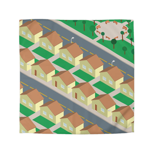 “Urban House View” Microfiber Duvet Cover | Where Architecture Meets Comfort