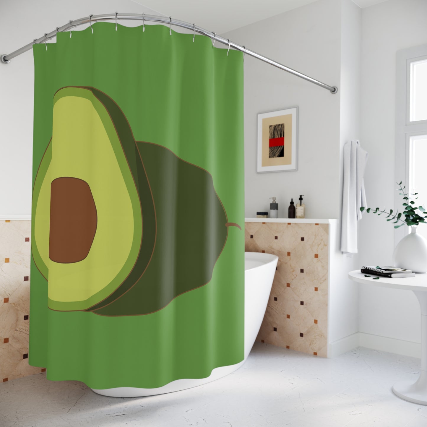 Halved Avocado Shower Curtain | Elegant, Luxurious, and Playfully Minimalist
