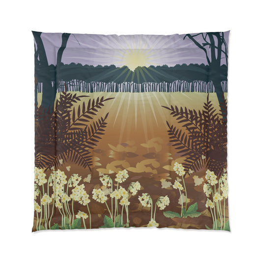 Sunrise Comforter | Morning Light Through Wildflowers | Nature-Inspired Elegance