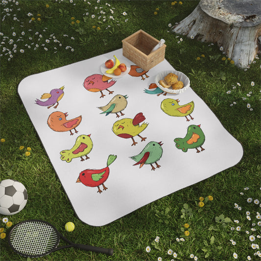 Hand Drawn Birds Delight | Picnic Blanket Full of Joy and Natural Vibes