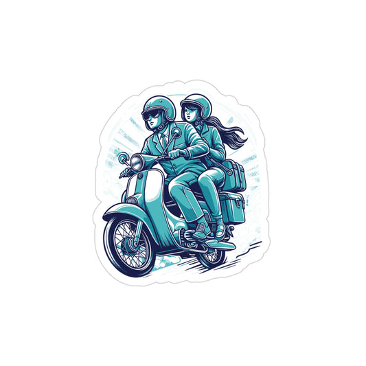Scooter Couple Sticker | Love on Two Wheels