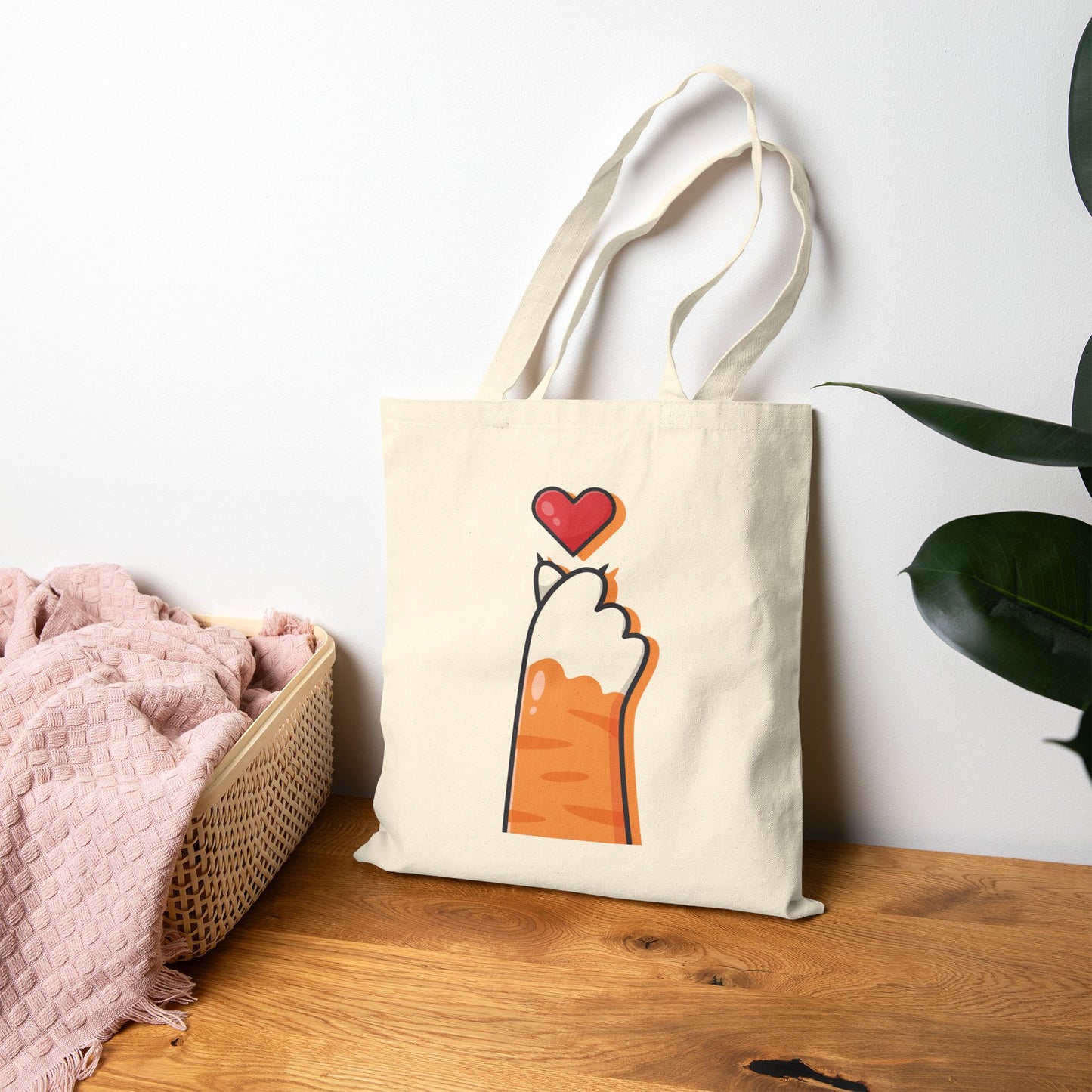 Cotton Canvas Tote Bag | Cat Paw of Love