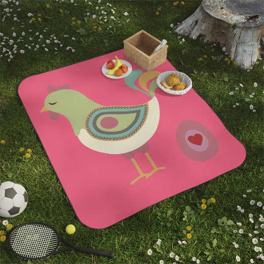 Happy Hen Picnic | Fun Chicken & Egg Illustrated Picnic Blanket