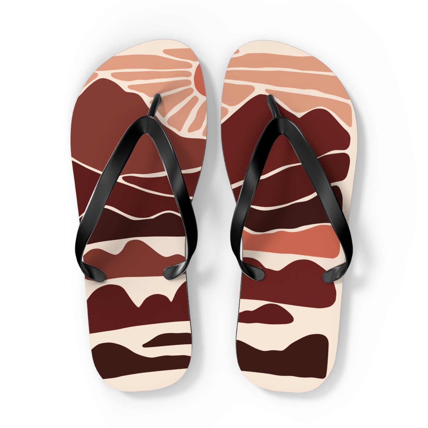 SolMori | Minimalist Flip-Flops with Abstract Sun & Mountain Print
