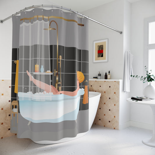 Artistic Shower Curtain | Girl in Bathtub | Elegant & Relaxing Bathroom Accent