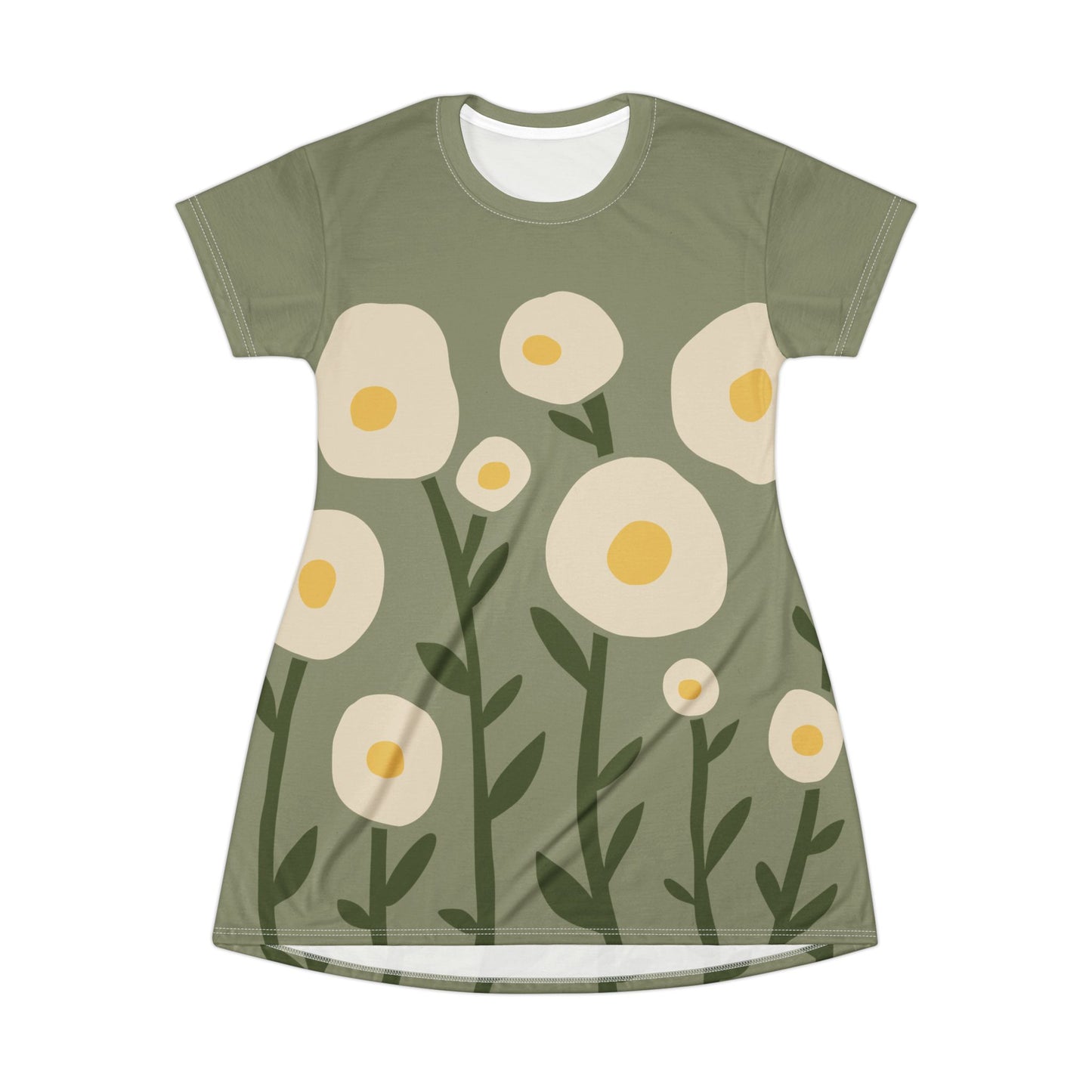 Fried Egg Bloom T-Shirt Dress | Whimsical & Minimal Style