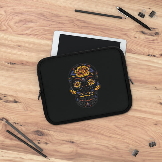 Bloom in Darkness | Artistic Skull & Flower Laptop Sleeve