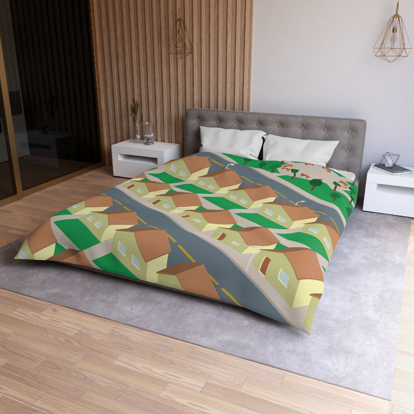 “Urban House View” Microfiber Duvet Cover | Where Architecture Meets Comfort