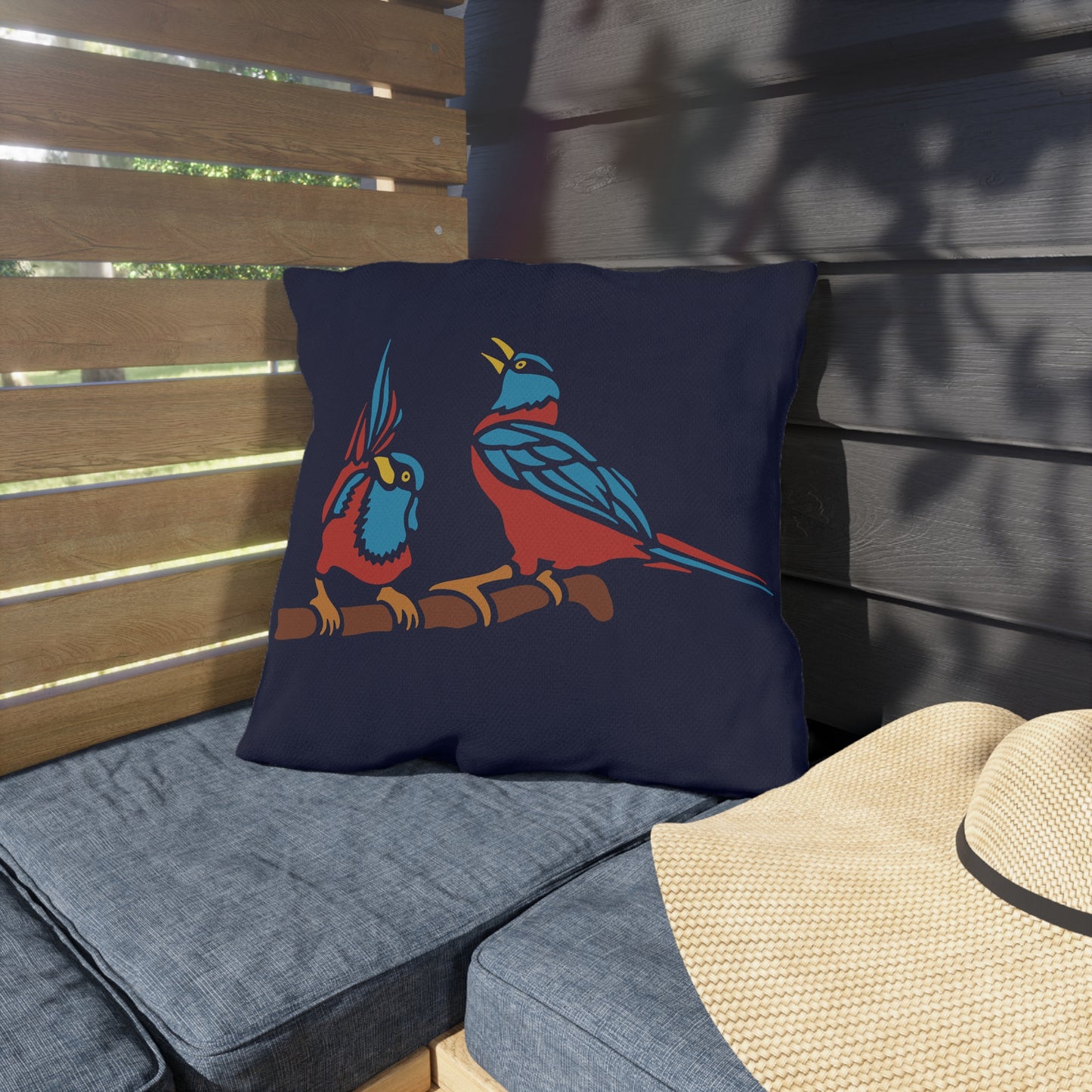 Two Digital Birds | Artistic Outdoor Decorative Pillow