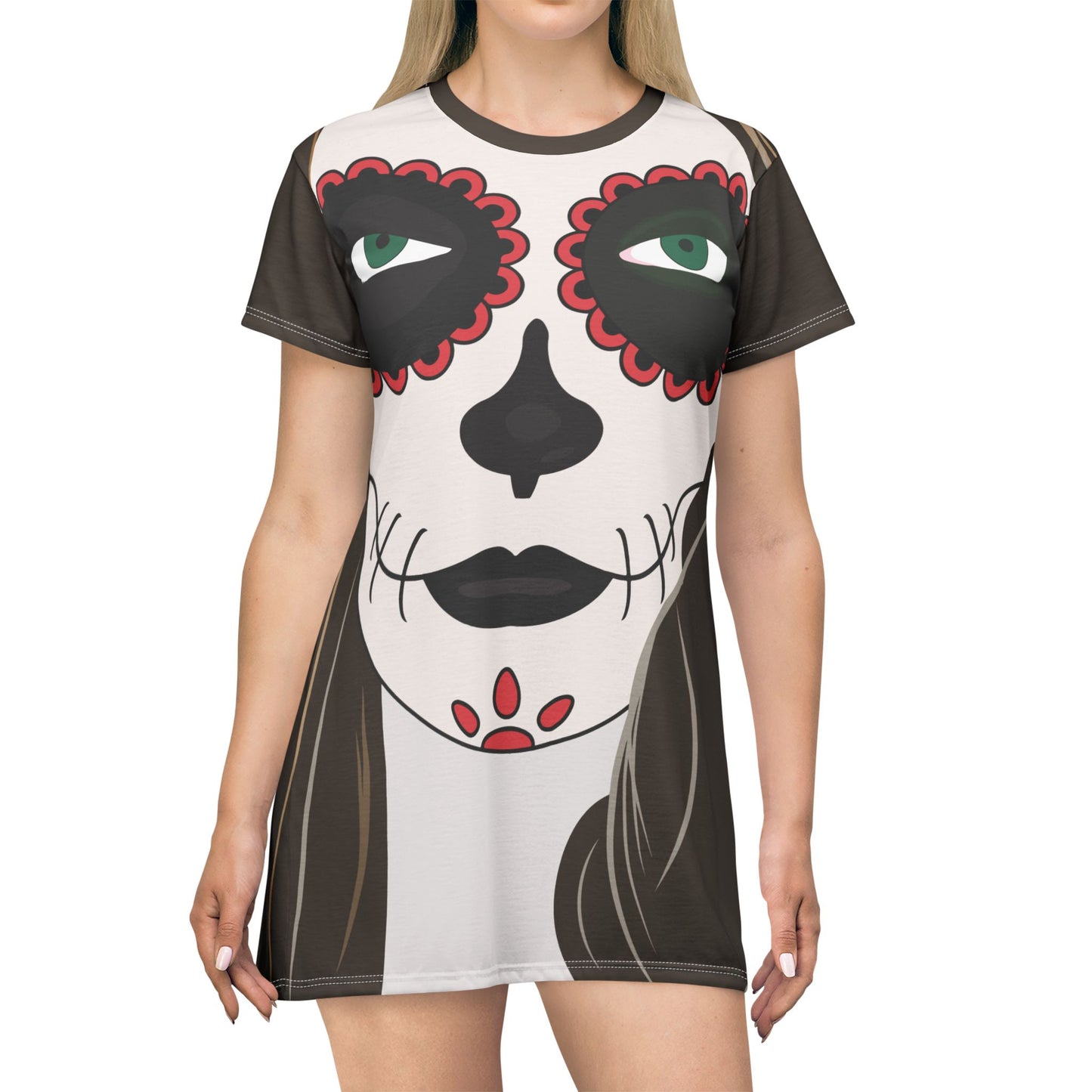 T-Shirt Dress Halloween | Girl with Face Paint | Fun Style Outfit for Spooky Season