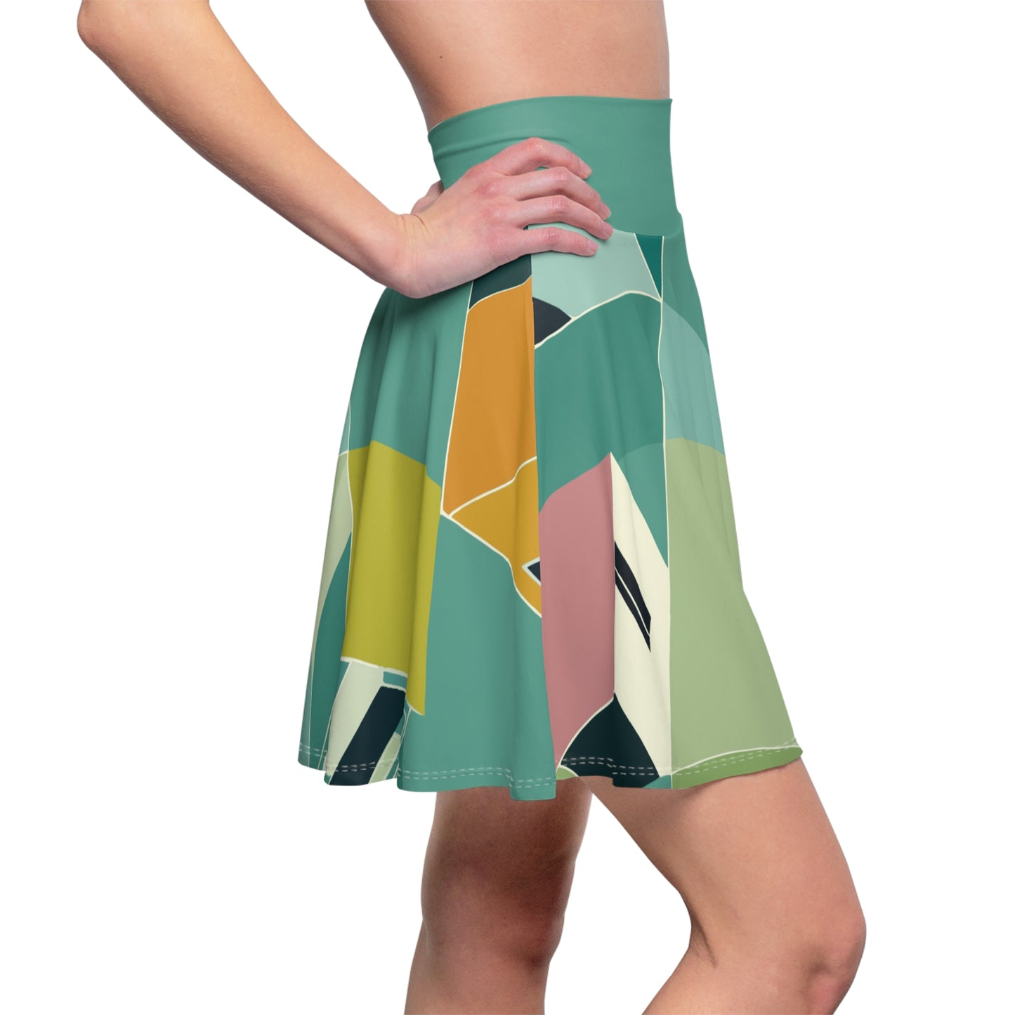 Dynamic Skater Skirt | Unique Hand-Drawn House Pattern