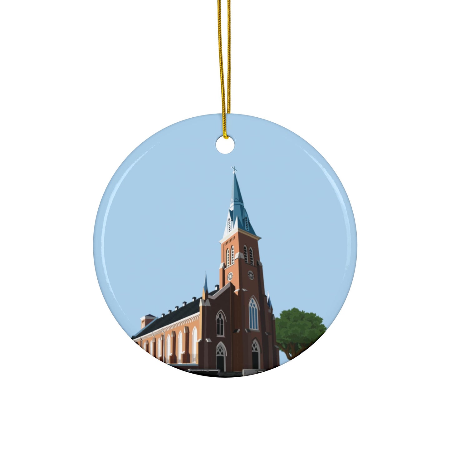 Christmas Ceramic Ornament | Catholic Church Scene | Sacred Holiday Decor