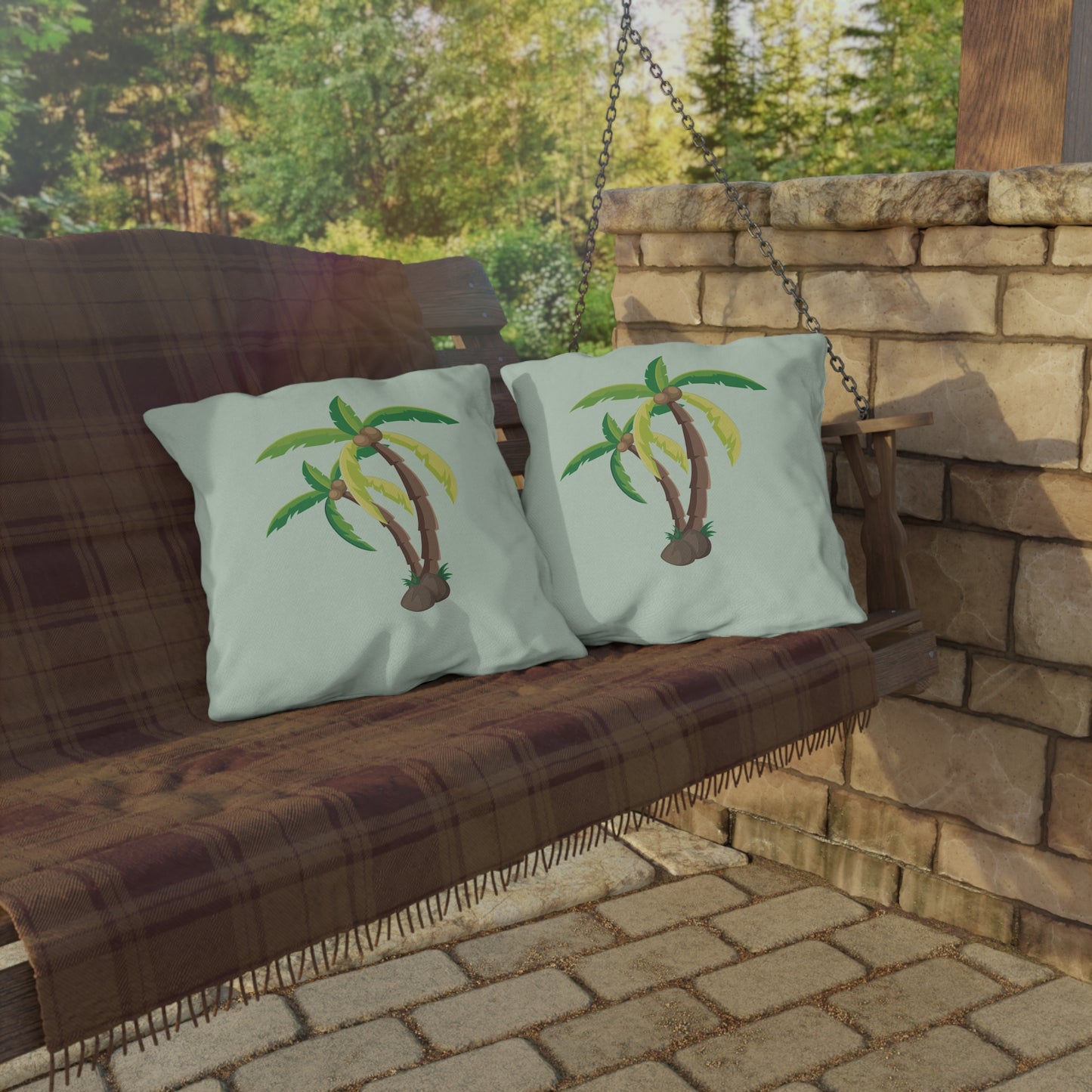 Palm Tree Outdoor Pillow | Tropical Island Vibe Decor