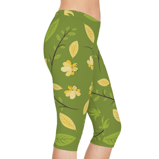 Autumn Floral Capri Leggings | Comfortable, Feminine & Beautifully Stylish