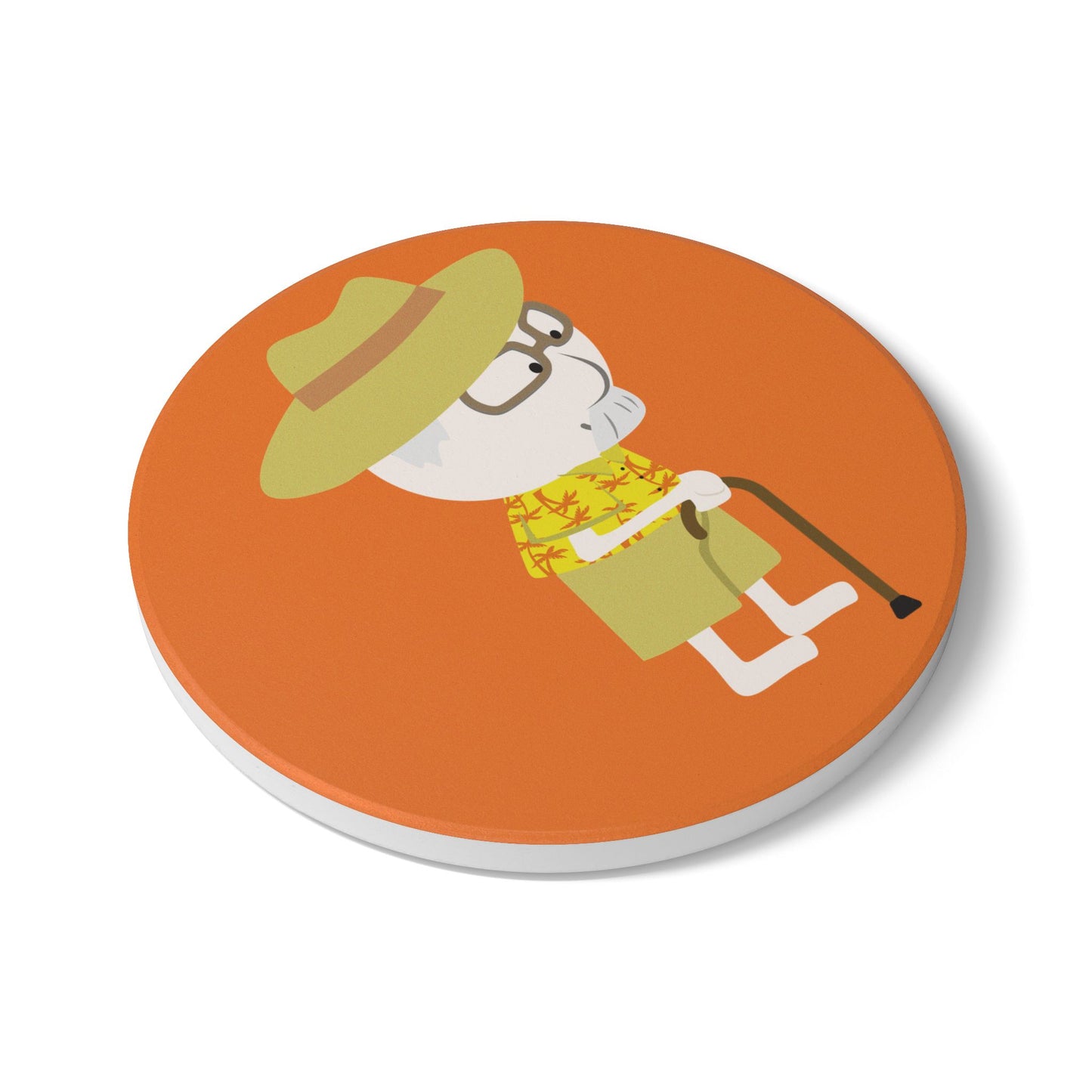 Ceramic Coaster | Grandpa with Cane | Whimsical & Minimalist
