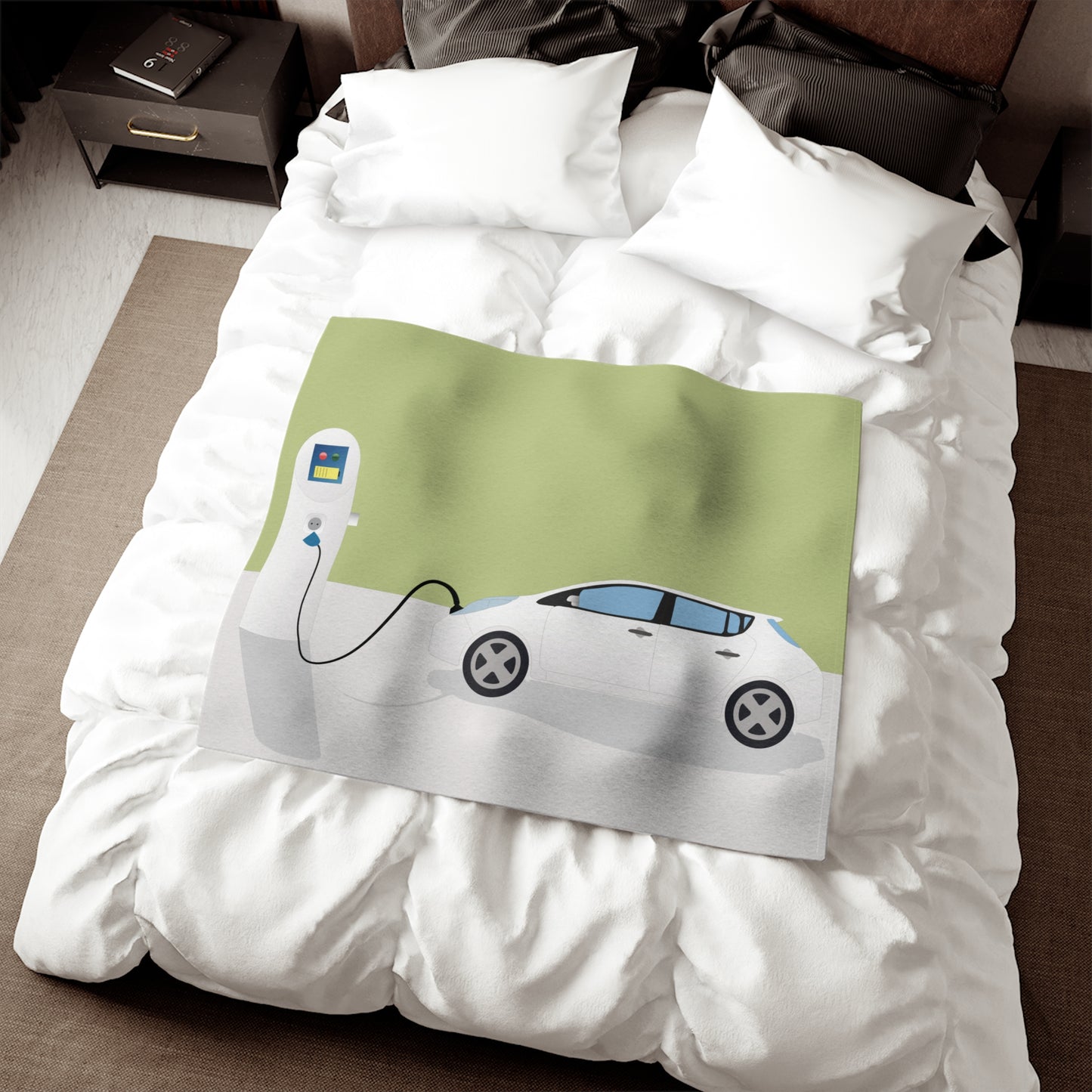 Charge & Chill | Minimalist Electric Charging Station Sweatshirt Blanket