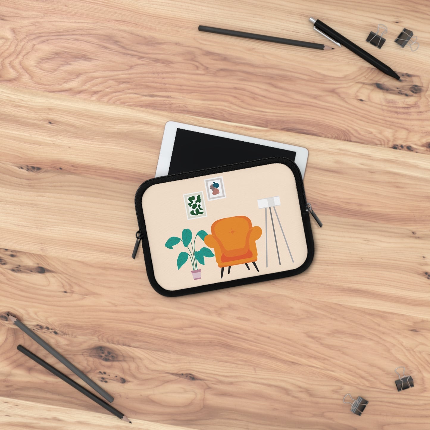 Clean Work, Clean Mind | Laptop Sleeve with Minimalist Living Room Print | Sleek – Stylish – Smart