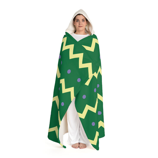 Minimalist Chevron Dot Hooded Sherpa Blanket