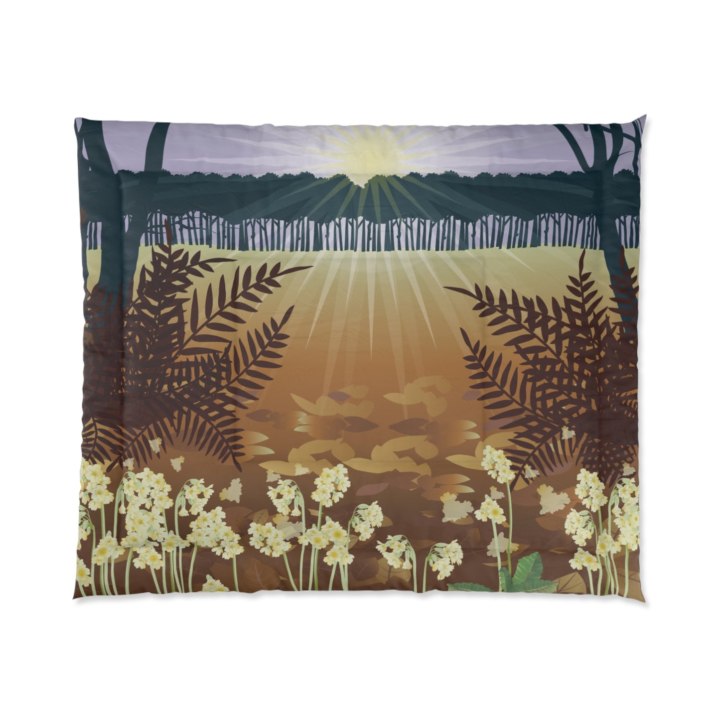 Sunrise Comforter | Morning Light Through Wildflowers | Nature-Inspired Elegance
