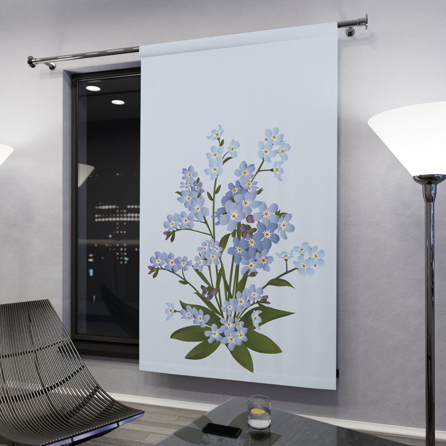 Blue Wildflower Curtain | Elegant Window Decoration