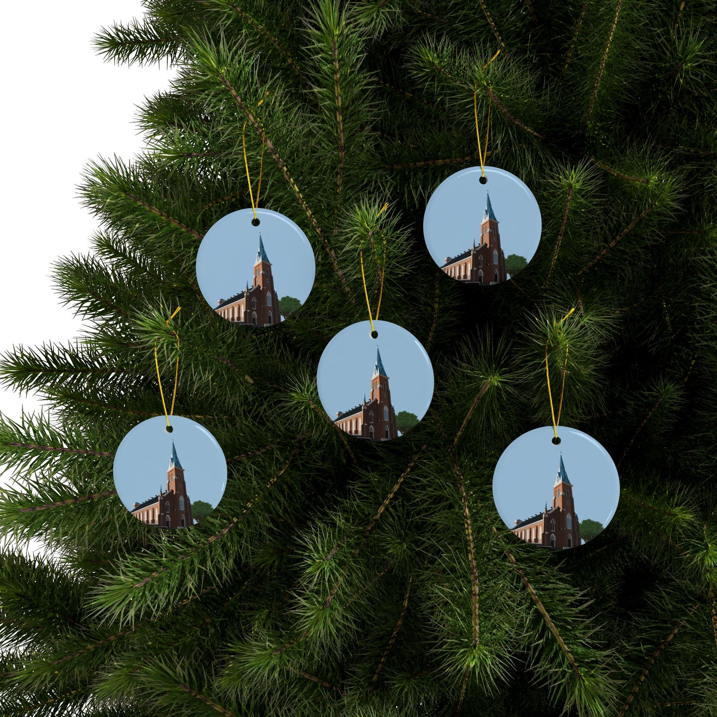 Christmas Ceramic Ornament | Catholic Church Scene | Sacred Holiday Decor