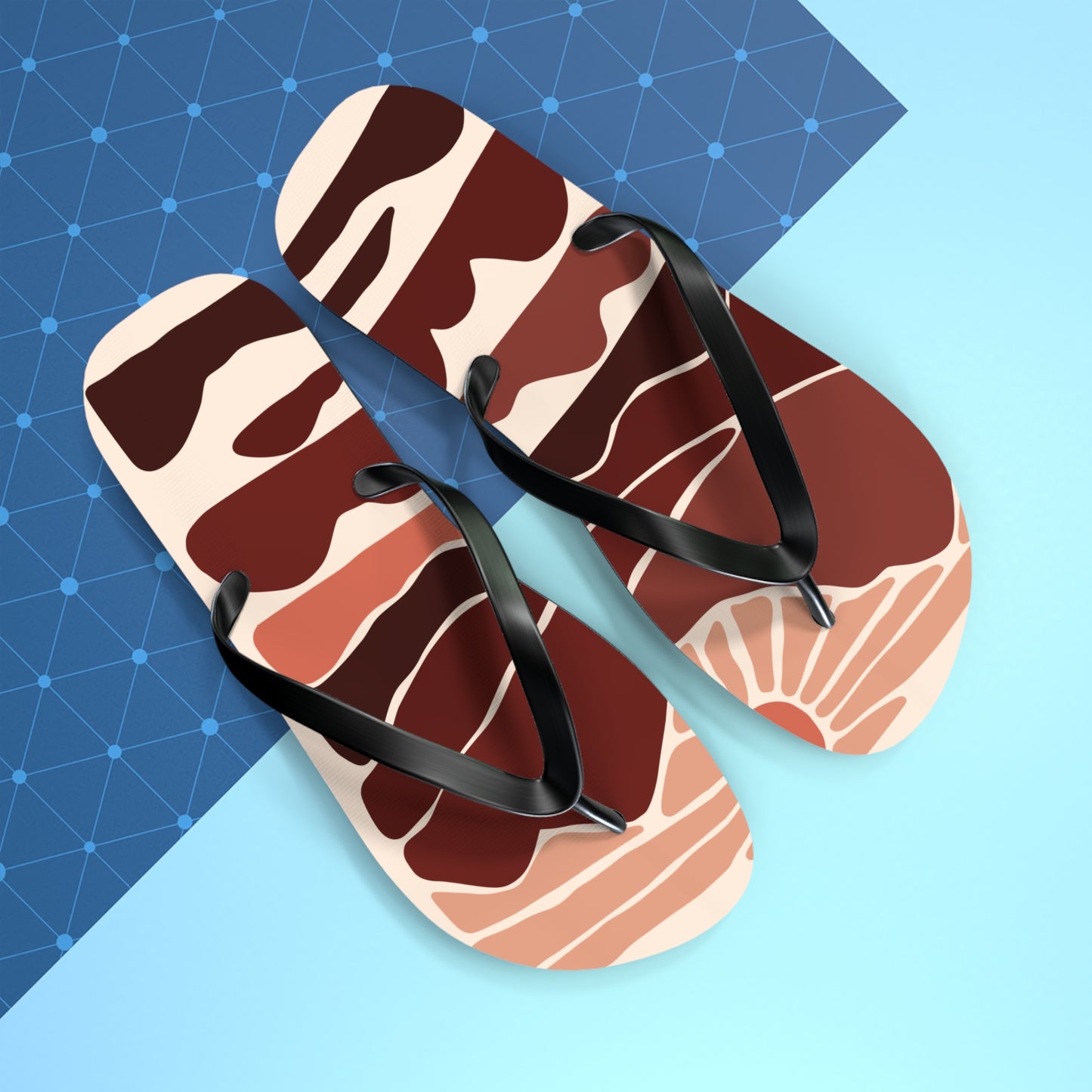 SolMori | Minimalist Flip-Flops with Abstract Sun & Mountain Print