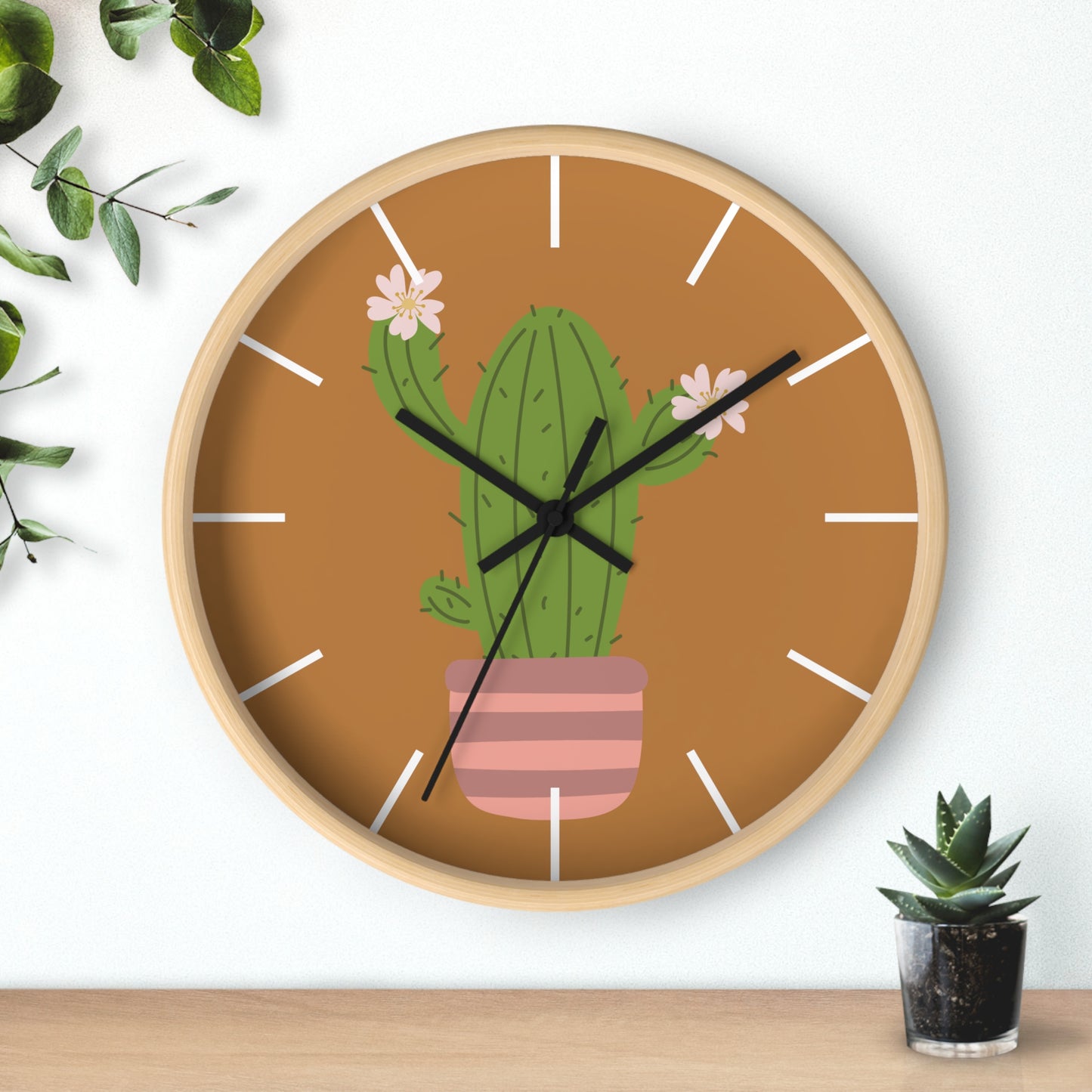 Cactus Minimal Wall Clock | Playful Time, Minimal Vibe