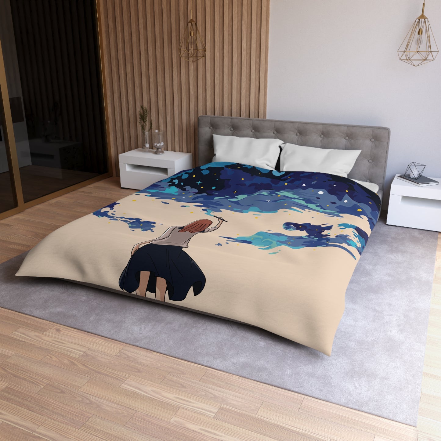 “She Paints the Night Sky” | Artistic Luxury Duvet Cover