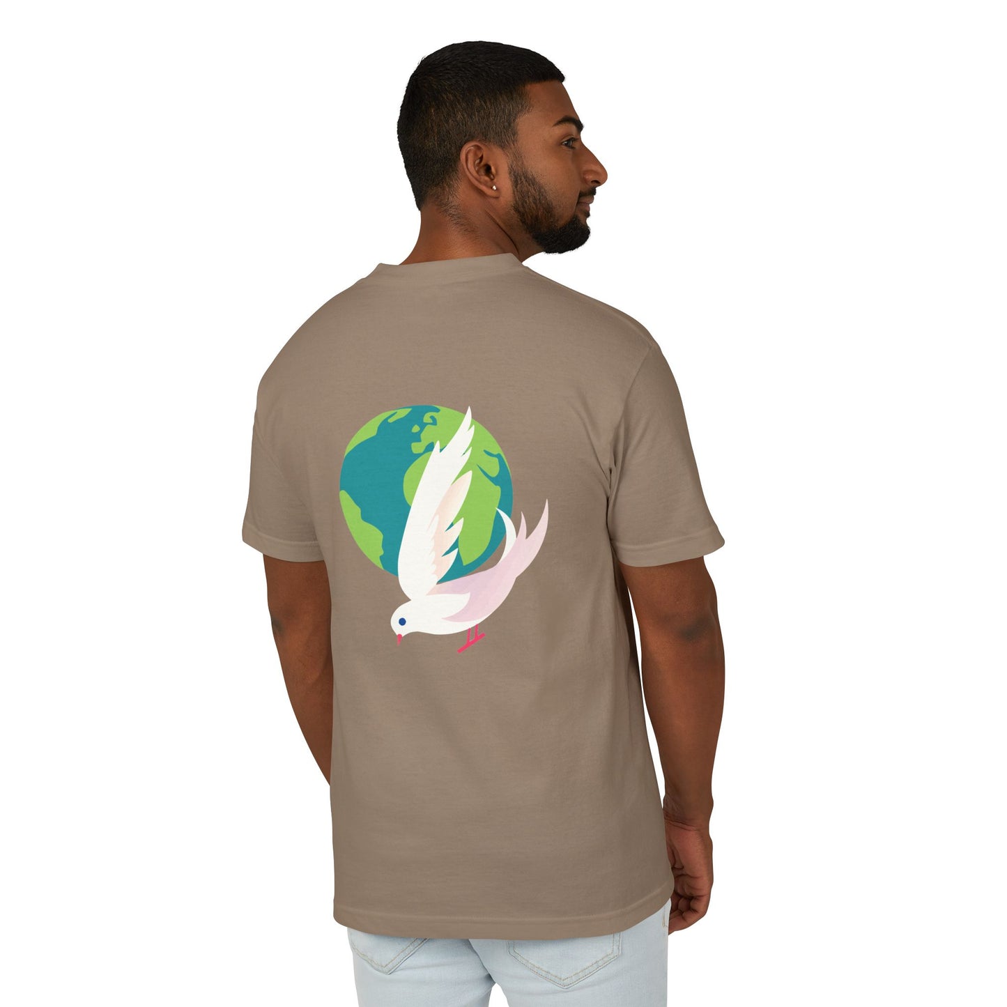 Global Peace Vibes | Unisex Garment-Dyed Tee with Dove & Earth Print | Fun – Meaningful – Earth-Loving