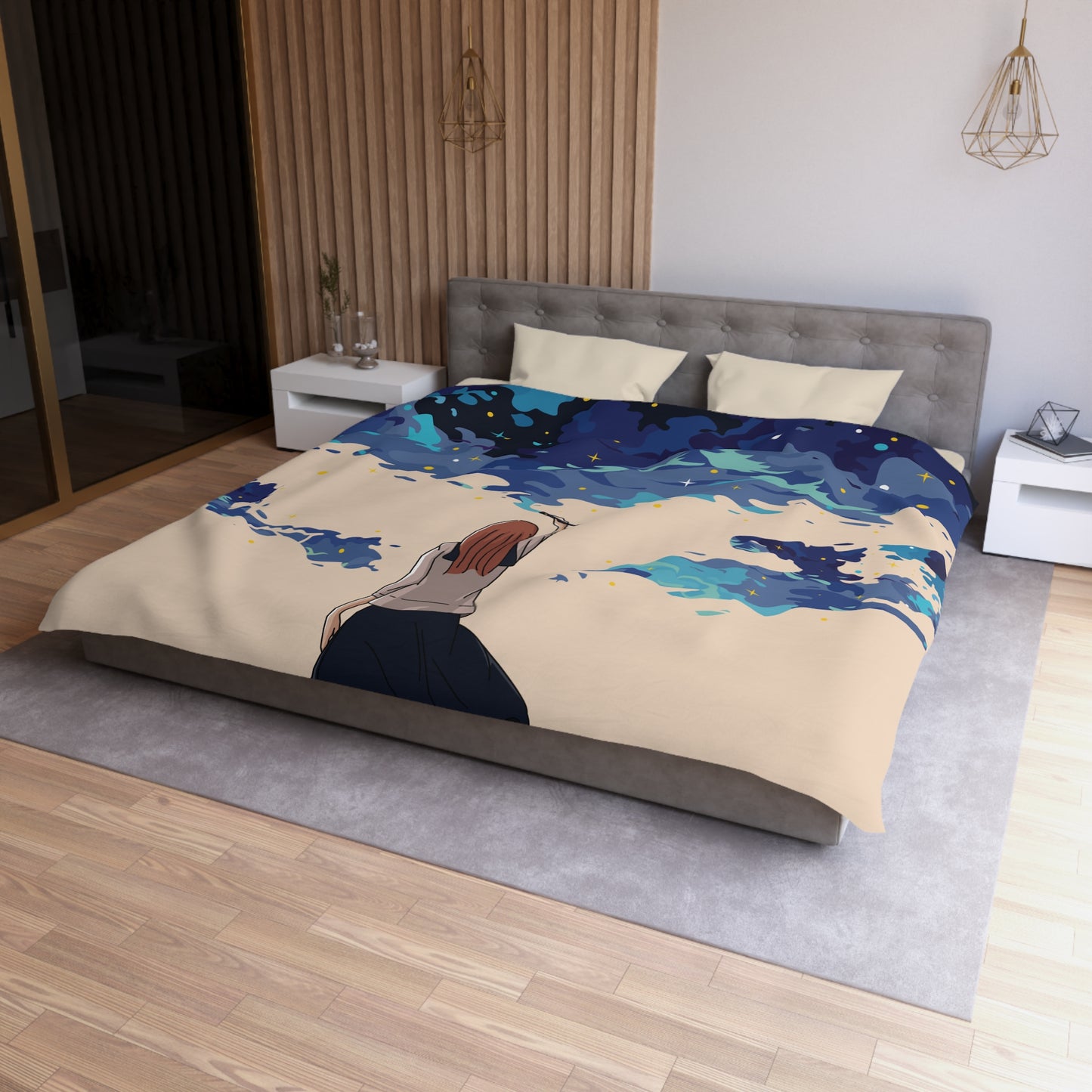 “She Paints the Night Sky” | Artistic Luxury Duvet Cover