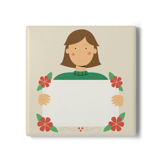 “Speak Up” Ceramic Coaster | Girl with Sign Design