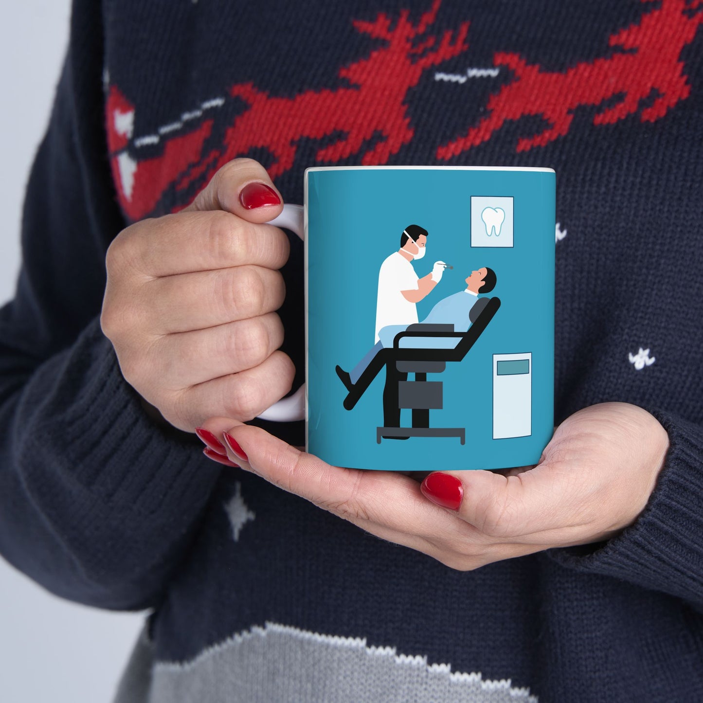 “Tooth & Smile” Ceramic Mug | Minimalist Fun for Dental Lovers