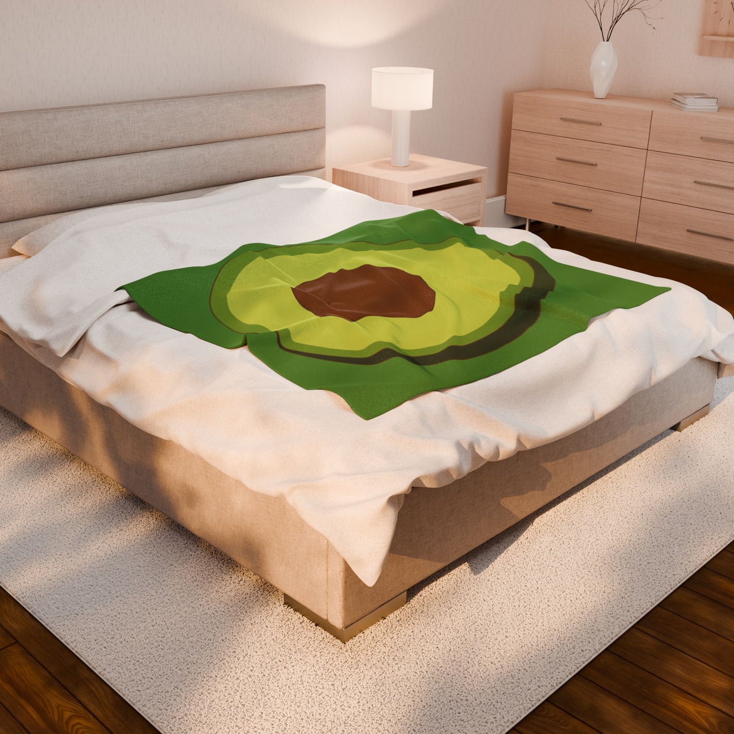 Velveteen Plush Blanket | Halved Avocado Design for Cozy Luxe Comfort