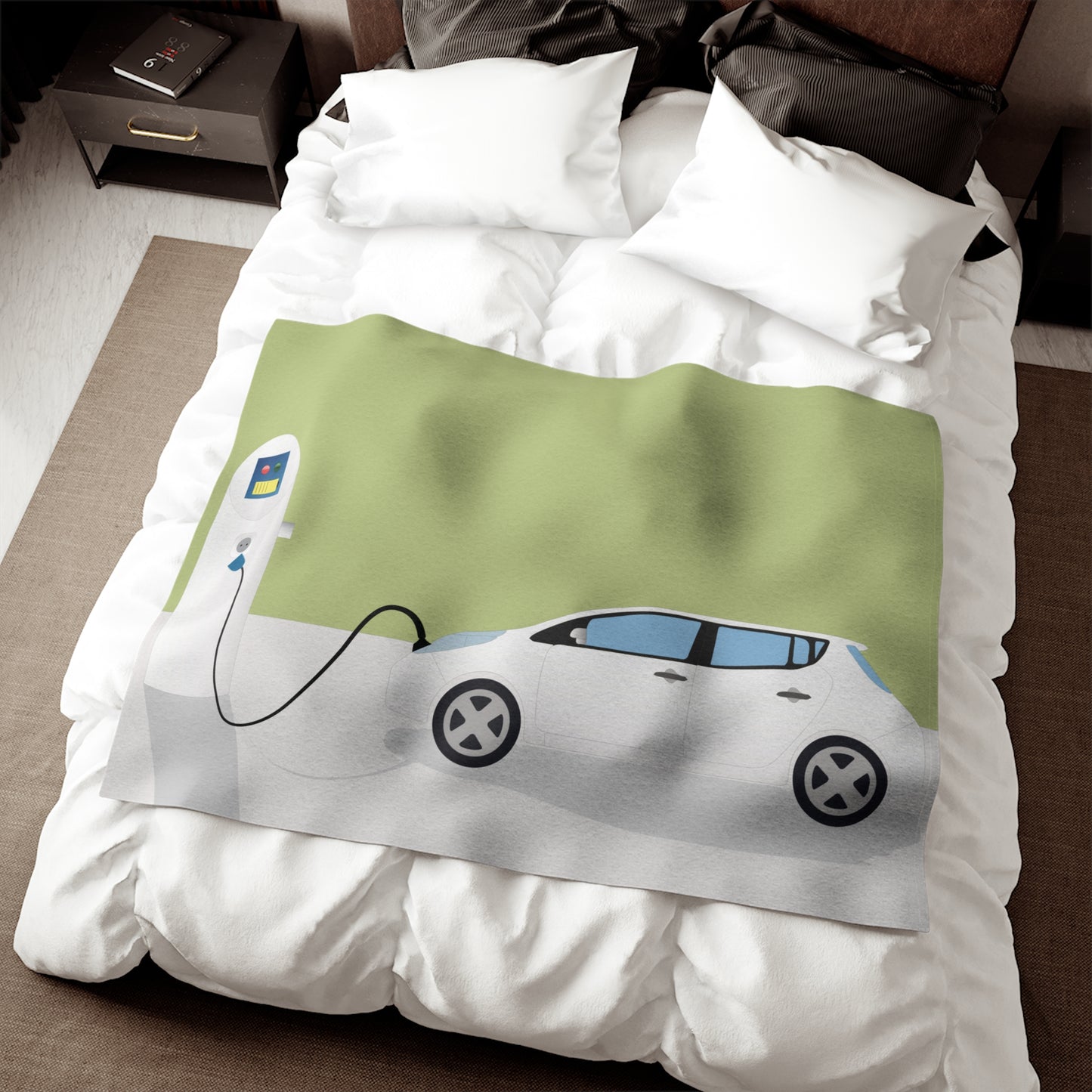 Charge & Chill | Minimalist Electric Charging Station Sweatshirt Blanket