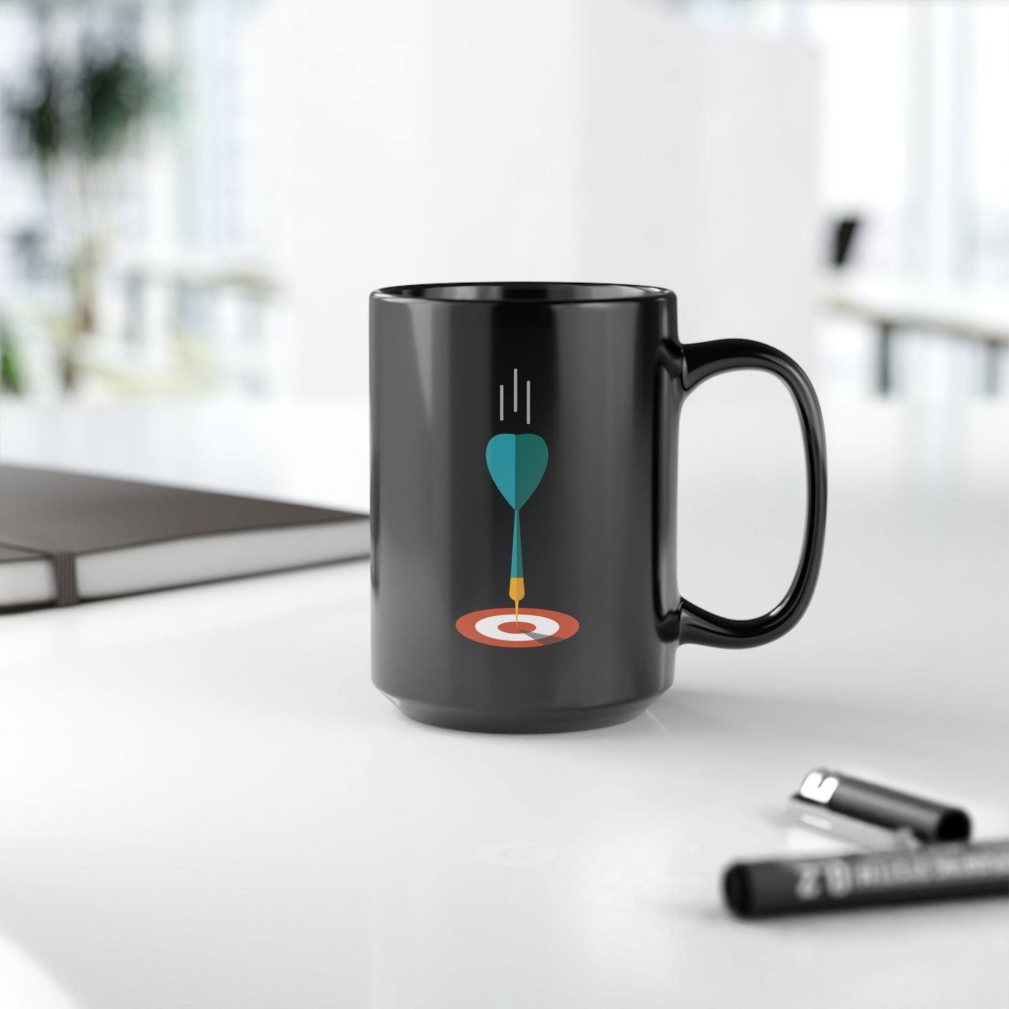 Aim High | Black Mug With Business Target Design | Your Daily Motivation Brew