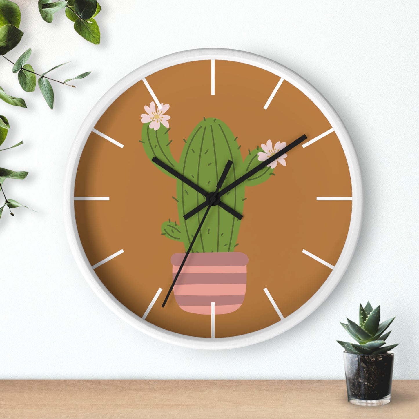 Cactus Minimal Wall Clock | Playful Time, Minimal Vibe