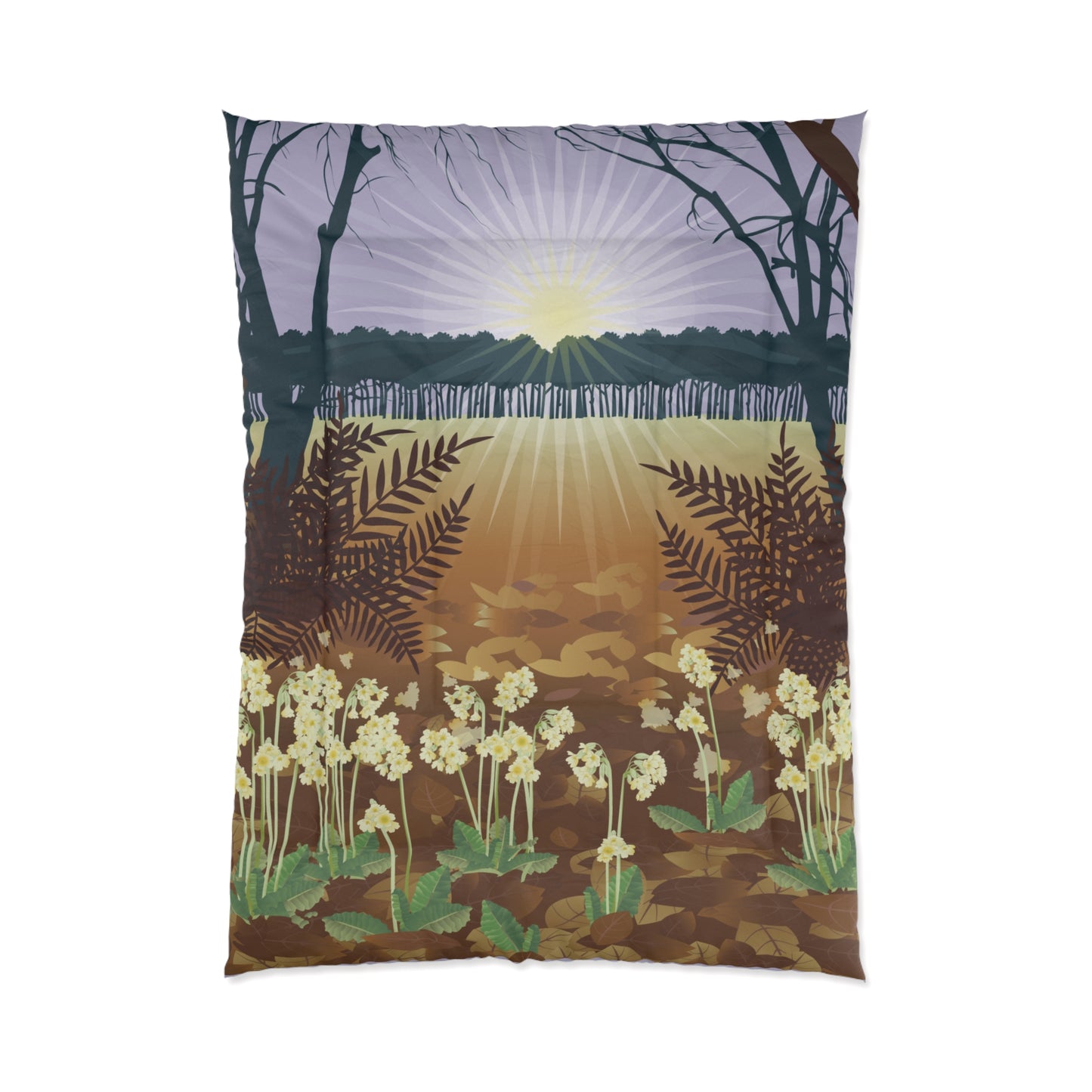 Sunrise Comforter | Morning Light Through Wildflowers | Nature-Inspired Elegance