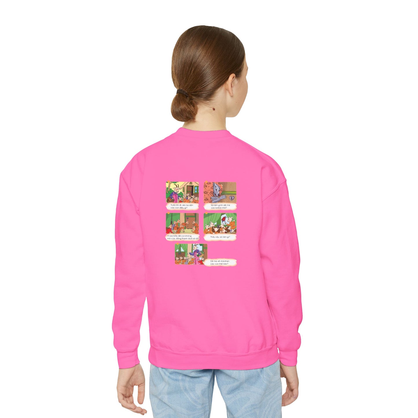Premium Youth Crewneck Sweatshirt | The Story of the Kind Girl and Grateful Bear