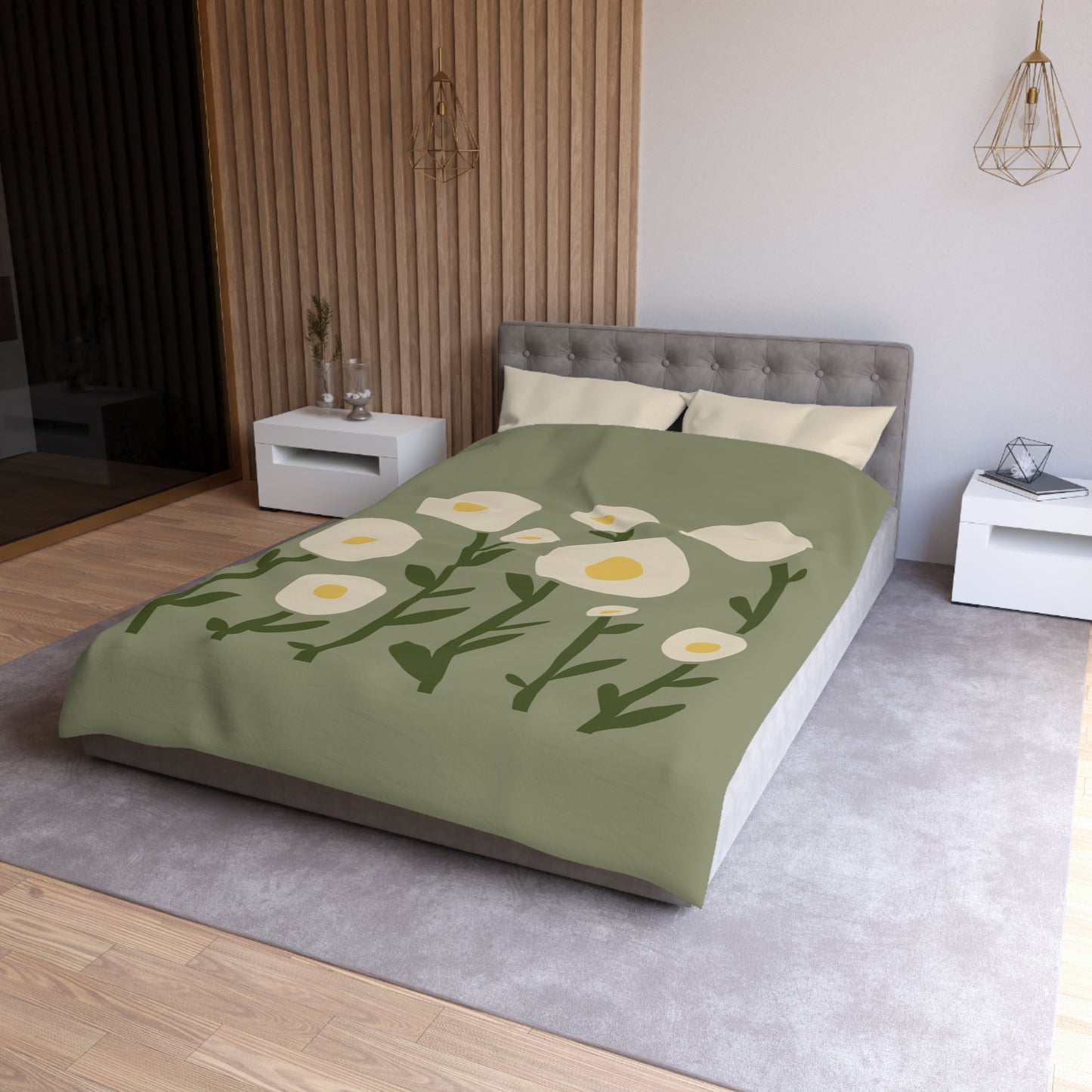 "Sunny Egg Bloom" Microfiber Duvet Cover | Cute & Minimalist Bedroom Vibes