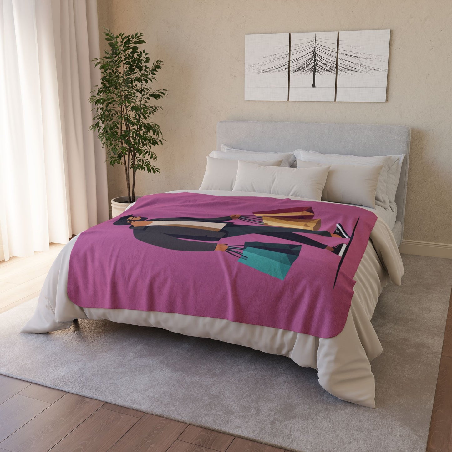 “Shopping Mood” Sherpa Blanket | Fun, Warm, and Stylish
