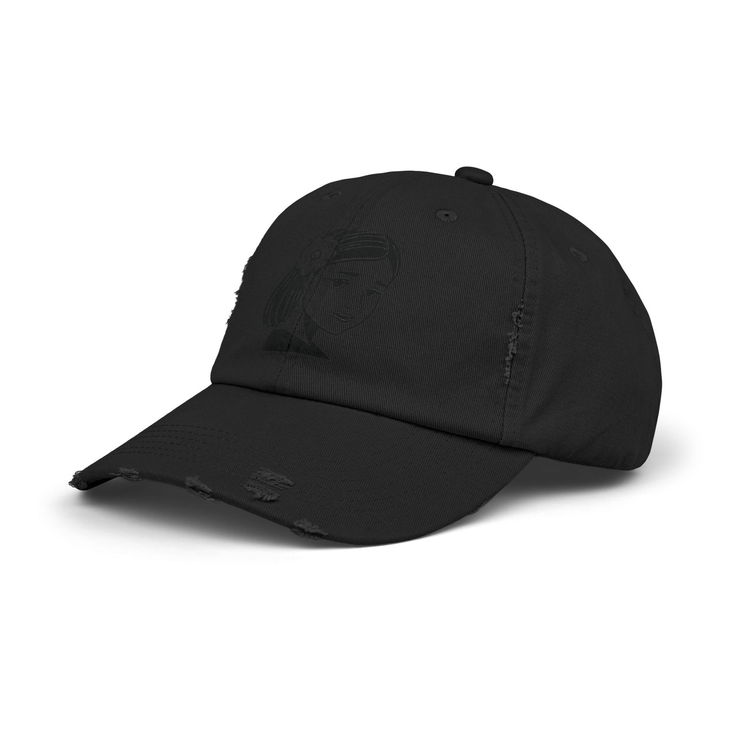 Artistic Vibe | Vintage Distressed Cap with Girl Portrait Sketch