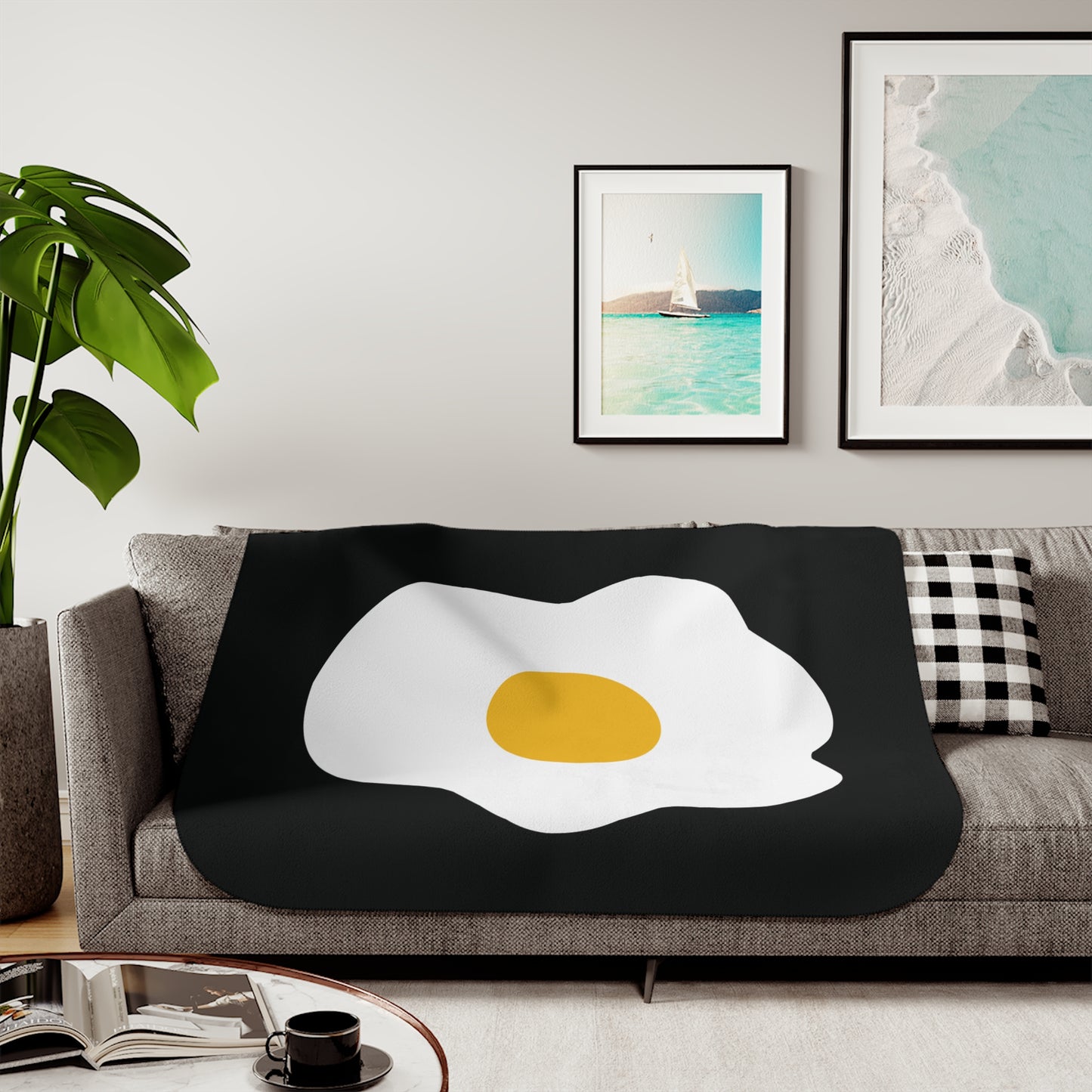 Wake Up Happy | Sherpa Blanket with Fried Egg Print