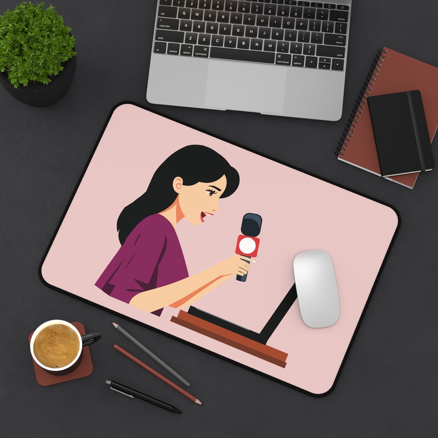The Confident Girl On Stage | Artistic Desk Mat | Celebrate Modern Women