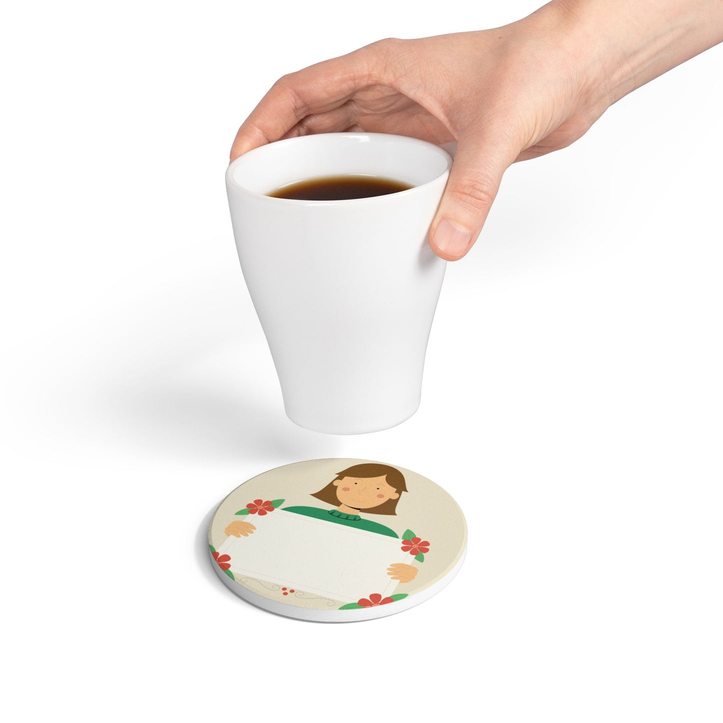 “Speak Up” Ceramic Coaster | Girl with Sign Design
